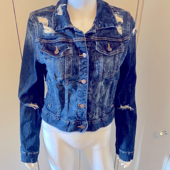 Fashion Nova Distressed Denim Jacket (L) - Picture 1 of 11